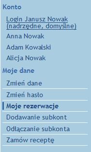 6. Moje konto 35 hasło przyłączanego konta, a następnie użyć przycisku Dodaj subkonto. Jeśli login i hasło są poprawne, do konta zostanie przyłączone nowe subkonto. Rys. 54.