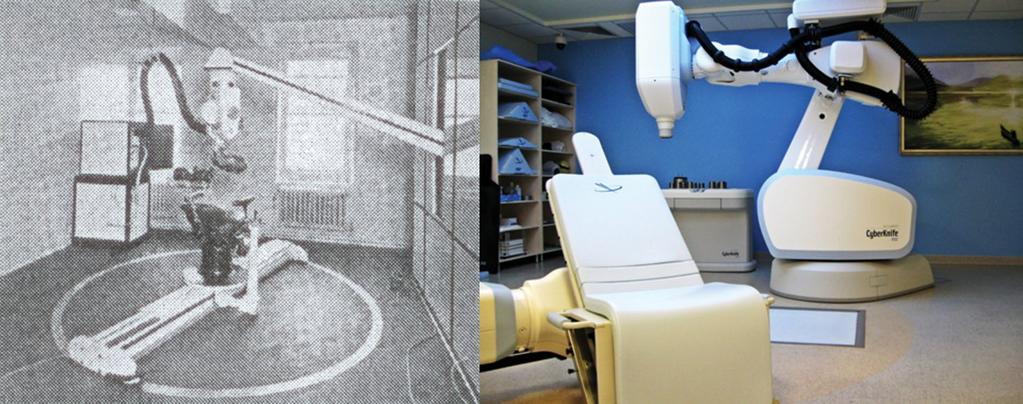 Rycina 1. Schemat postępu technologicznego i aparaturowego w radioterapii Rycina 2. Bomba radowa (Middlesex, lata 30.) przypomina przyspieszacz nóż cybernetyczny (lata 2000.