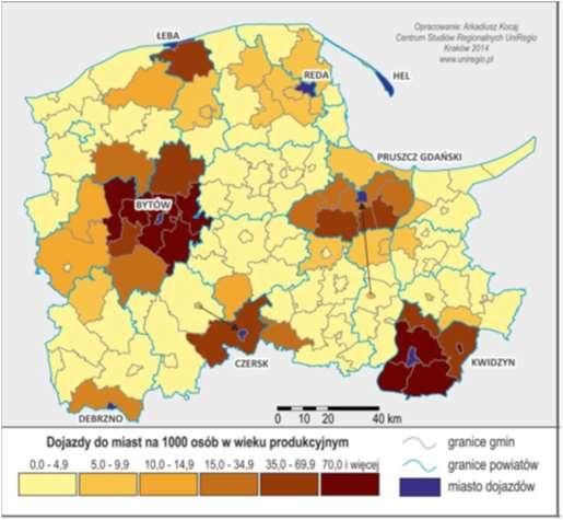 dojazdów posiada Trójmiasto, do którego