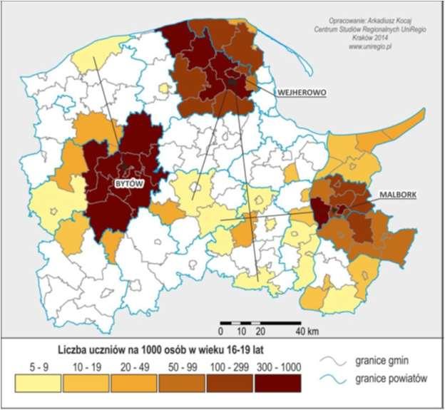 Gdańska obejmuje 55 gmin, natomiast