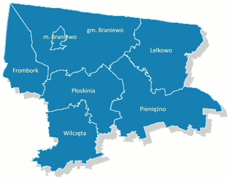 Strona18 Wyniki badania Lokalny rynek pracy w powiecie braniewskim Powiat braniewski ma powierzchnię 120 165 ha i położony jest w północnozachodniej części województwa