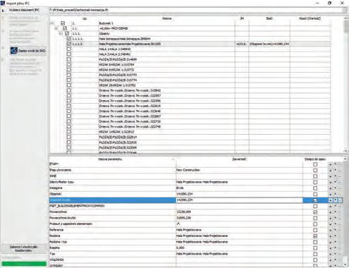 Każdy z elementów zawiera zestaw informacji o wielkości, masie, parametrach fizycznych, a nawet specyfikację materiałową można pobrać je z modelu i umieścić w przedmiarze.