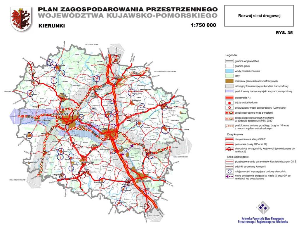 Priorytetowe przedsięwzięcia do realizacji na drogach krajowych: - realizacja S5 w budowie, Perspektywa rozwoju krajowej sieci drogowej w WK-P - realizacja S10 (ze szczególnym uwzględnieniem odcinka