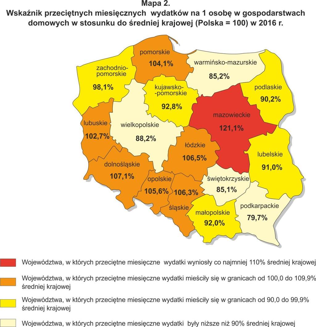 Biorąc pod uwagę typ biologiczny gospodarstwa domowego w najlepszej sytuacji materialnej znajdowały się małżeństwa 8 bez dzieci na utrzymaniu, których przeciętny miesięczny dochód rozporządzalny na