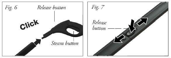 4) Aby usunąć wąż wciśnij dwa przyciski po obu jego stronach i pociągnij za łączenie (Fig.