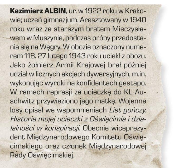 Legitymacja na nazwisko Franciszek Makowski, którą posługiwał się Kazimierz Albin po ucieczce z KL Auschwitz Oprócz turystów w transporcie przywieziono do obozu także organizatorów akcji przerzutu na