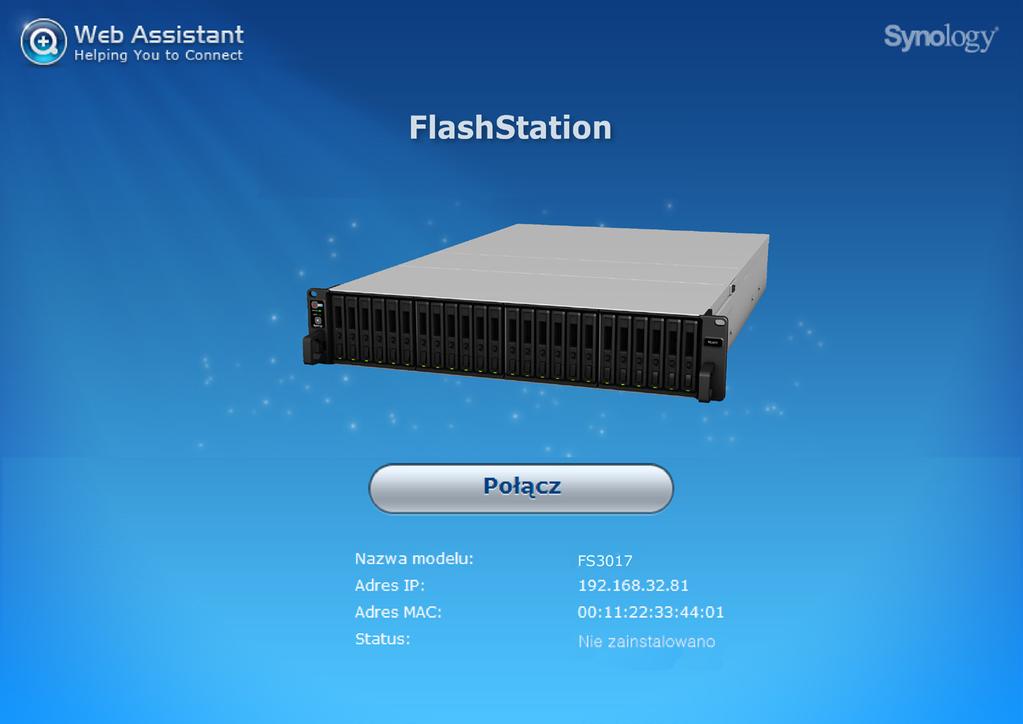 Rozdział 3 Instalowanie systemu DSM na serwerze FlashStation Po zakończeniu instalowania sprzętu zainstaluj na serwerze FlashStation oprogramowanie DiskStation Manager (DSM) system operacyjny firmy