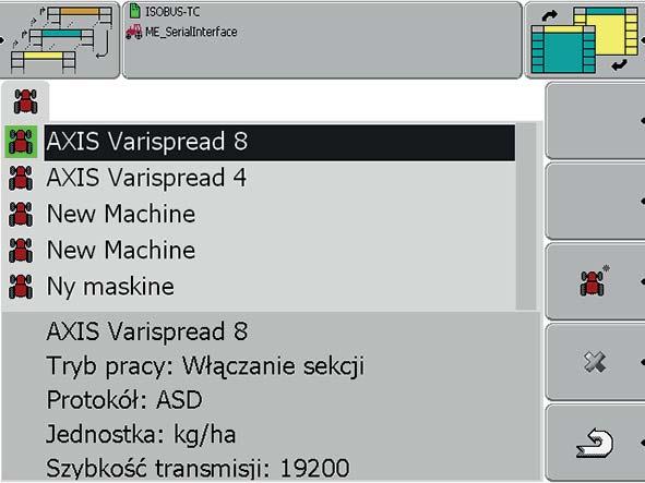 Obsługa QUANTRON-Guide 4 3. Nacisnąć przycisk funkcyjny Ustawienia. Wyświetlacz pokaże listę zapisanych maszyn. 4 1 2 Rysunek 4.