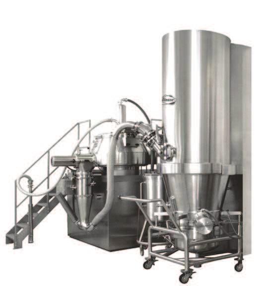 CCS 150-1800 zbiorniki produktu: od 150 do 1600 l wielkość wsadu: od 25 do 800 kg przepływ powietrza: od 1650 do 12500 Nm³/h reprodukowalne i automatyczne procesy przy krótkich czasach przezbrojenia