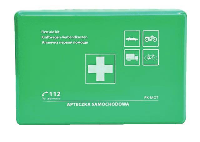 Apteczka AS6 Opaska dziana podtrzymująca 4x5cm 2szt. Kompres gazowy 5x5cm 1opak. Plaster z opatrunkiem 6x10cm 1szt. Rękawiczki jednorazowe 1para Instrukcja udzielania pierwszej pomocy 1szt.