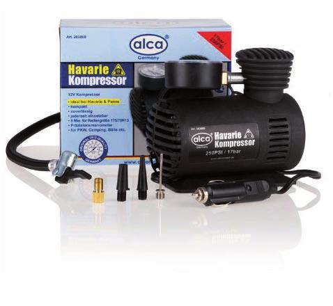 Kopmpresor 250 PSI pomoc podczas wypadku (17 Barrów) 250 psi, z wyjątkowo dokładnym manometrem ciśnieniowym. Czas potrzebny do napompowania opony o rozmiarach 205 70R15-10 min.