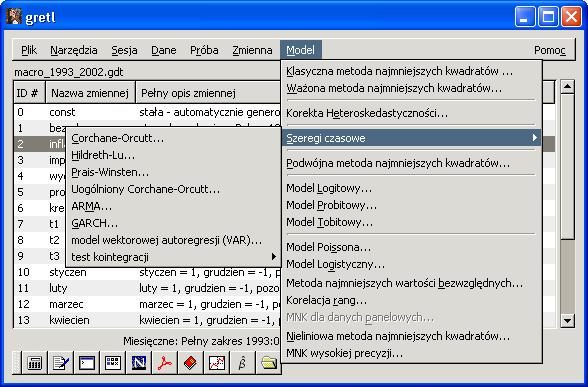294 ols inflacja const inflacja(-1 to