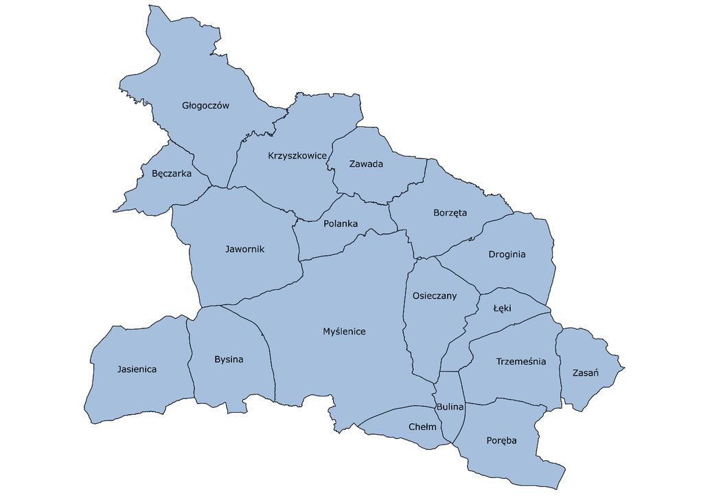 4. Diagnoza obszaru zdegradowanego 4.1 Metodyka wyznaczania obszaru zdegradowanego 4.1.1 Wyróżnione jednostki statystyczne W gminie Myślenice wyróżniono 20 jednostek statystycznych.