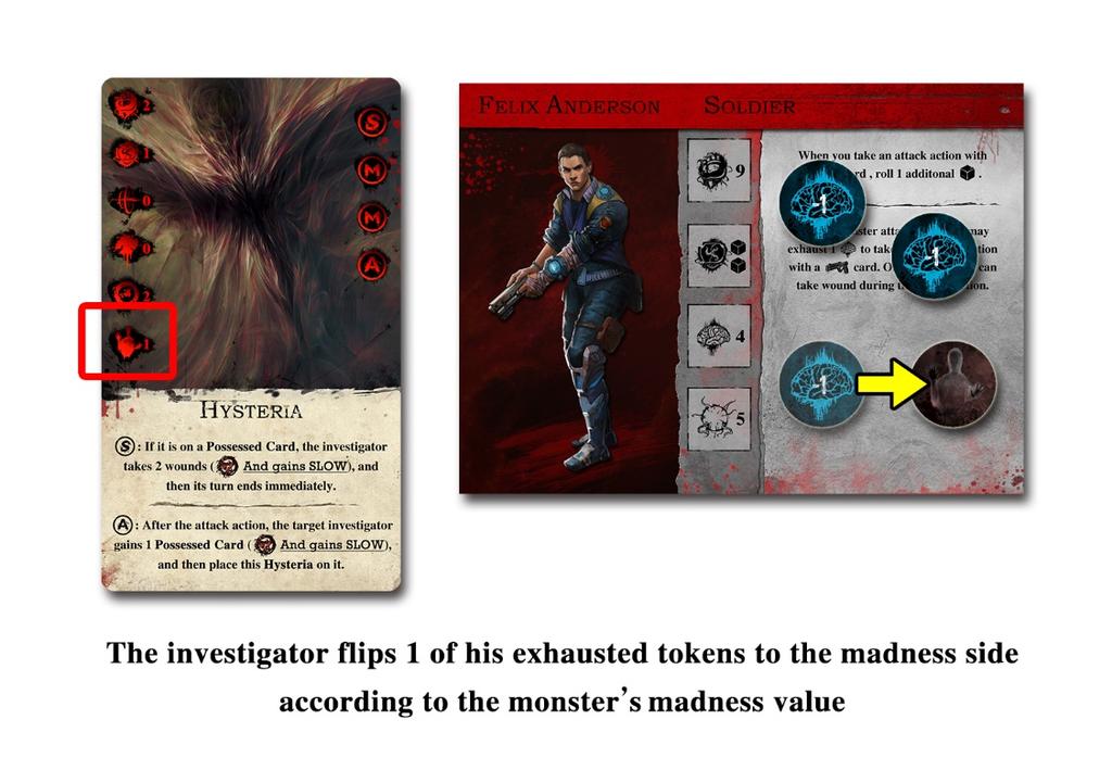 DEEP MADNESS RULEBOOK PREVIEW 31 4. Kiedy badacz zabija potwora podczas akcji ataku, toczy walkę z szaleństwem.