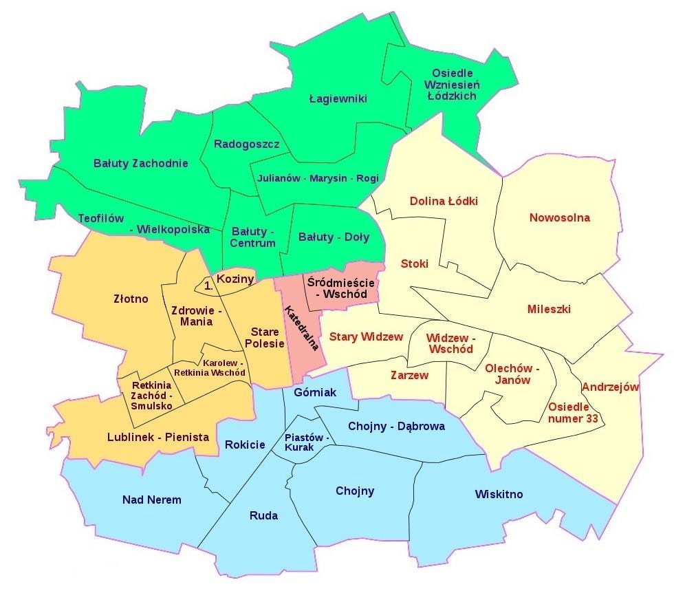 Rynek mieszkaniowy w Łodzi wolnorynkowy najem lokali mieszkalnych Podział administracyjny Łodzi na osiedla przedstawia się następująco: Źródło: