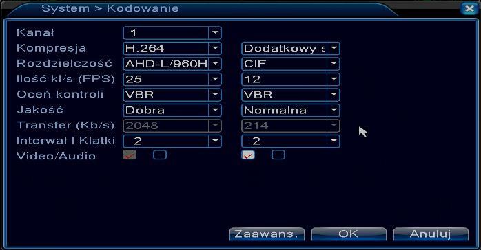 rejestratorami AHD przy pomocy jednego pilota, możliwość wprowadzenie wartości z zakresu 0-998 Standard Video standard wyświetlania, do wyboru PAL lub NTSC Auto wylogowywanie 0 min Nazwa urządzenia