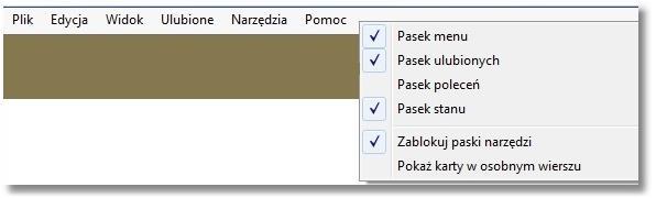 Domyślnie przeglądarka Internet Explorer w wersji 11.0 nie pokazuje paska menu.