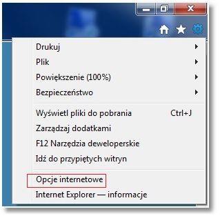 W zakładce Ogólne: - w sekcji Historia przeglądania zalecane jest usunięcie plików tymczasowych, plików cookie, historii, danych formularzy i haseł; w tym celu należy wybrać przycisk [Usuń.