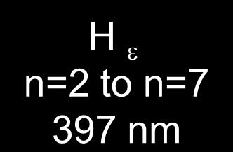 2 nm H n=2 to n=5 434 nm H n=2 to