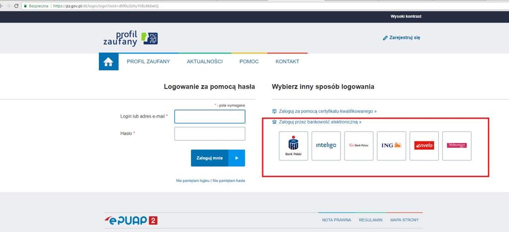 Wpisujemy login i hasło do naszego profilu i logujemy się.