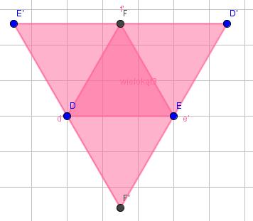 Znalazłem punkty symetryczne do wierzchołków A, B i C względem symetralnych trójkąta ABC.