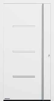 0,9 W/ (m² K)* Wzór 514 Uchwyt Design G 750 w kolorze białego aluminium RAL 9006, półmat, aplikacja w kolorze białego aluminium RAL 9006, półmat, przezroczyste szkło ornamentowe Float,