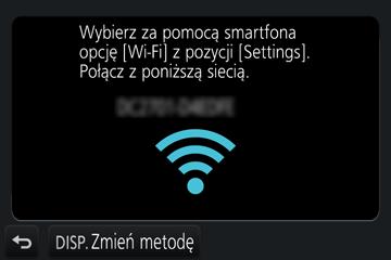 Wi-Fi Obsługa aparatu po nawiązaniu połączenia ze smartfonem Łączenie ze smartfonem Nawiązywanie połączenia bez użycia hasła Możliwe jest łatwe nawiązanie połączenia Wi-Fi z opisywanym urządzeniem