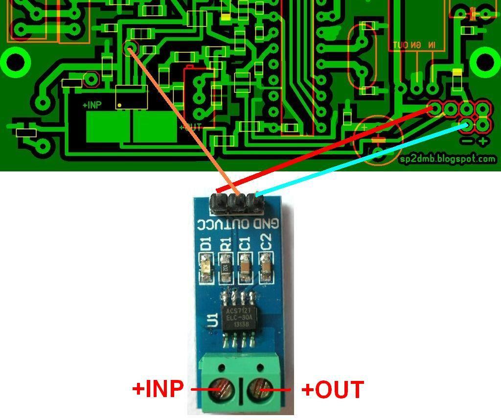 Sygnał wyjściowy z płytki podłączamy do pinu A znajdującego się na płytce: Cały MULTIMETR jest zabezpieczony diodą 1N4148,