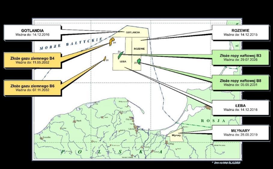 LOTOS Petrobaltic S.A. (LPB) Koncesje spółek Grupy LOTOS Petrobaltic na Morzu Bałtyckim na dzień 31 grudnia 2016 roku Źródło: opracowanie własne W 4kw.