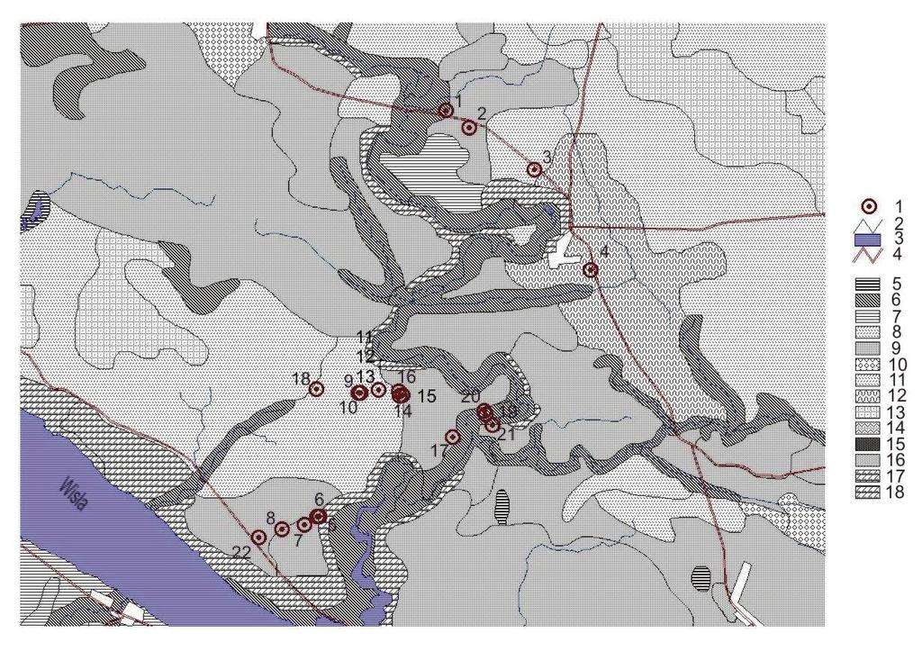 Bioakumulacja elementów... 241 C(x) -zawartość pierwiastka x w poziomie akumulacji próchnicy (Ah) lub w substracie mineralnym gleby (C). Wyniki badań Tło geochemiczne zawartości pierwiastków w glebie.