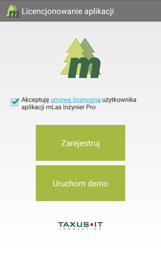 8. Użytkownik akceptuje umowę licencyjną poprzez zaznaczenie pola Akceptuję umowę licencyjną użytkownika aplikacji mlas