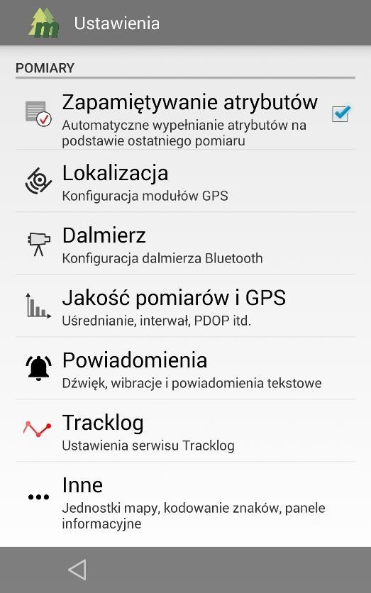 3.6.2 Pomiary 3.6.2.1 Zapamiętywanie atrybutów W zakładce Ustawienia/Pomiary możliwe jest z aktywowanie opcji Zapamiętywanie atrybutów.