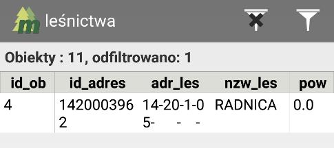 Aby otworzyć słownik atrybutów należy kliknąć przycisk. Przy atrybucie liczbowym możliwe jest filtrowanie według wyrażeń. Przycisk rozwija listę operatorów.