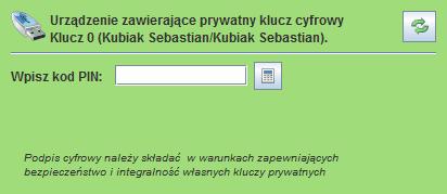 W tym czasie prywatny klucz cyfrowy klienta powinien być włożony do portu USB komputera (może być też włożony wcześniej). Brak klucza zostanie zasygnalizowany komunikatem: Rys.