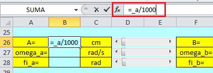 za pomocą paska przewijania mogli uzyskać zakres wartości od 0 do 1 (zmiana o 0,001). Do komórek z arkusza obliczenia odwołamy się za pomocą nazw.
