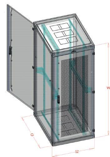 Szafy serwerowe 9 - samodzielny montaż drzwi przednie metalowe perforowane 80%, drzwi tylne pełne ACE S3 Wys. użytkowa U x 44,45 MM Wymiary w mm szer. wys. całk. głęb.