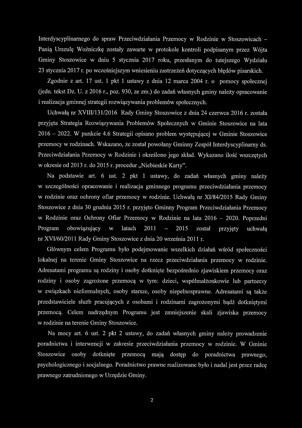 1 pkt 1 ustawy z dnia 12 marca 2004 r. o pomocy społecznej (jedn. tekst Dz. U. z 2016 r., poz. 930, ze zm.