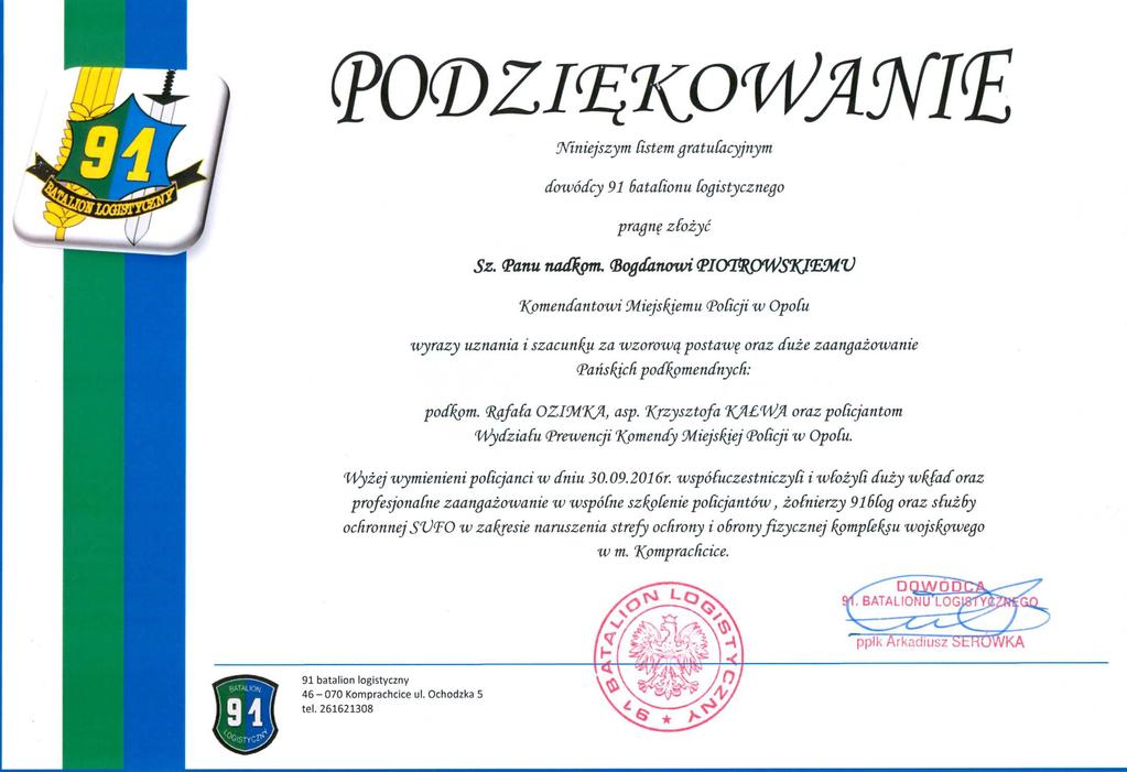 Powiatowego Policji w Kluczborku.