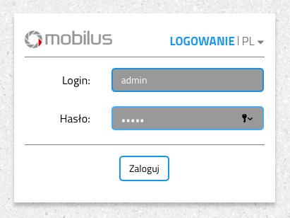 3 Pojawi się okno logowania do centrali. Domyślne dane logowania to: 4 Login: admin Hasło: admin Po zatwierdzeniu danych logowania, pojawi się okno, w którym należy stworzyć własne, dowolne hasło.