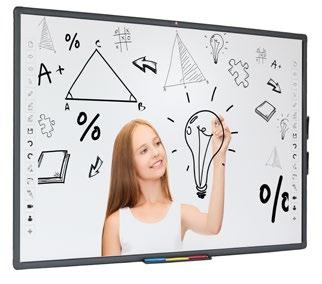 przekątna robocza 80 format 4:3 obsługa 6 punktów dotyku technologia podczerwieni uniwersalna powierzchnia: suchościeralna, magnetyczna i matowa, idealnie nadaje się do wyświetlania obrazu półka na
