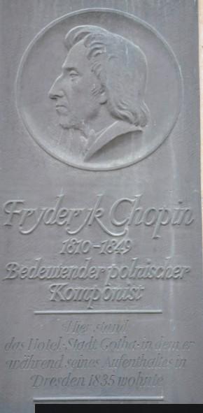Fryderyk Chopin (1810-1849) odwiedził Drezno pod koniec sierpnia 1829 roku. Zwiedzał galerię malarstwa, obejrzał wystawienie "Fausta" J.W. Goethego.