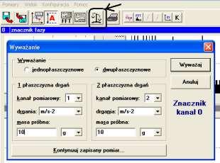 Wyważanie dwupłaszczyznowe - kolejność operacji: a) wcisnąć ikonę wyważanie (lub F8) i po pojawieniu się okna