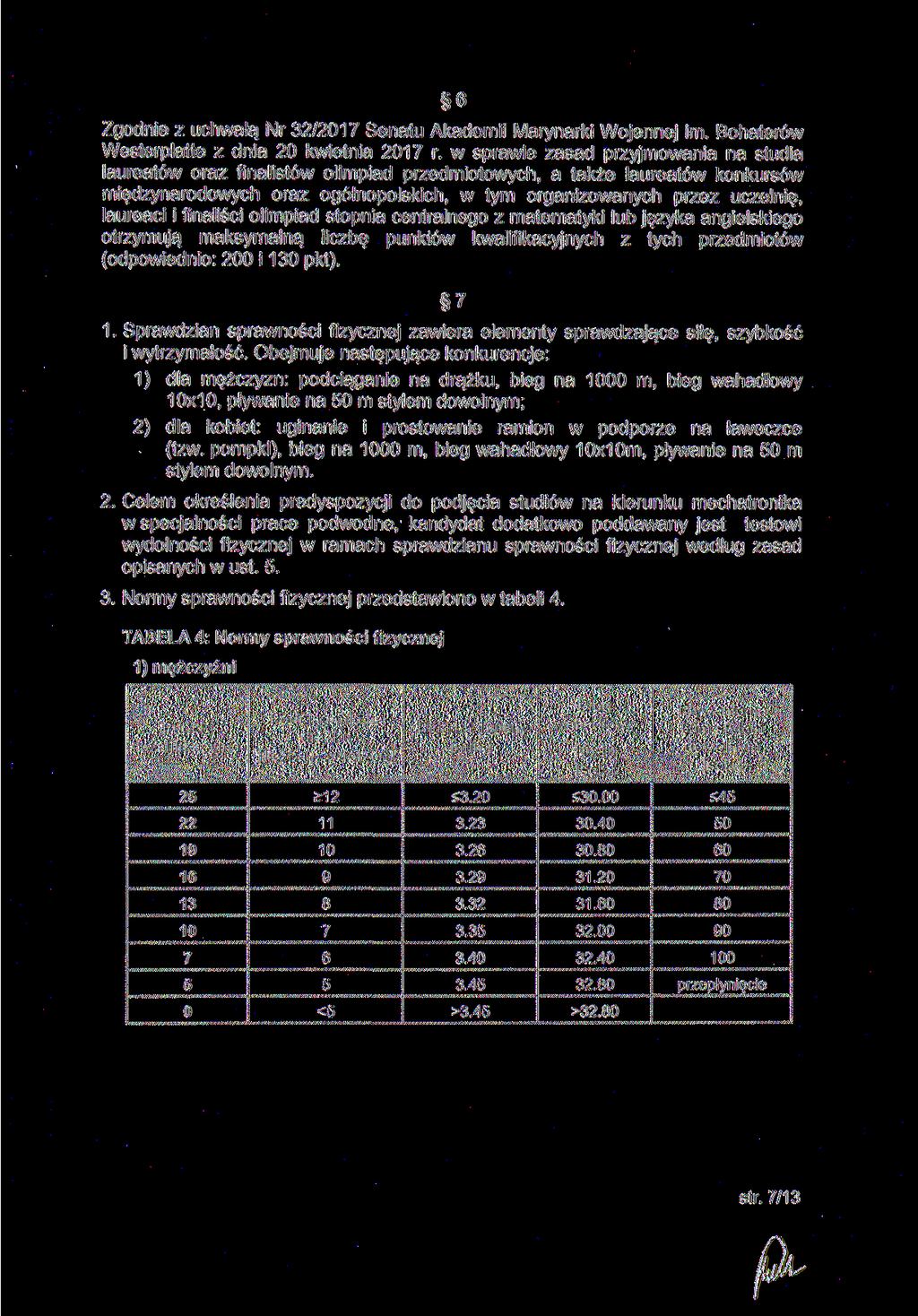 6 Zgodnie z uchwałą Nr 32/2017 Senatu Akademii Marynarki Wojennej im. Bohaterów Westerplatte z dnia 20 kwietnia 2017 r.