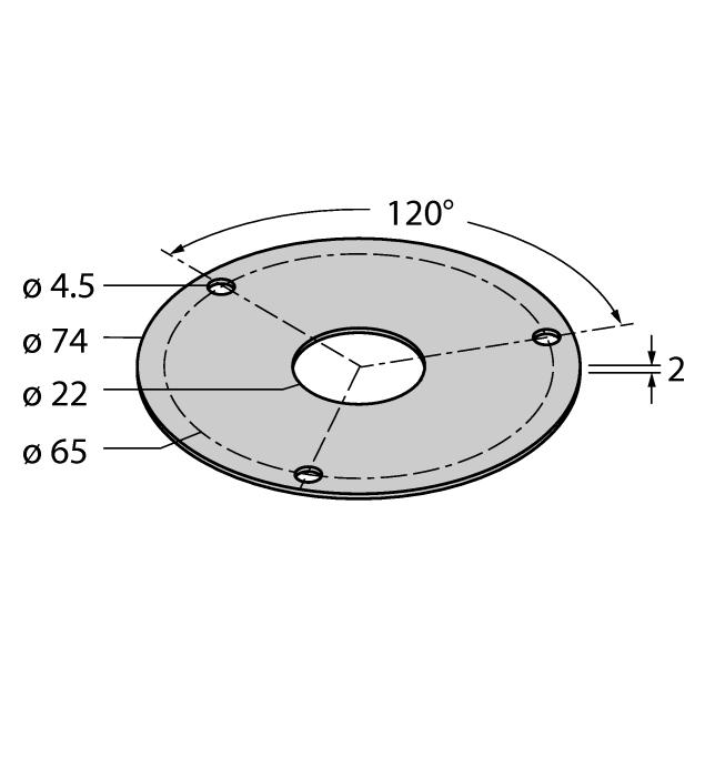 SP2-QR24 1590939 Shield Ø 74 mm, aluminiuim, with borehole for shaft feedthrough SP3-QR24