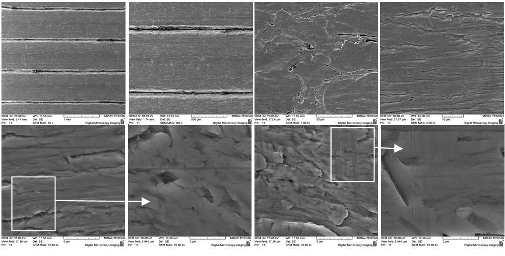20 W przypadku analizowanych powierzchni w skali nano zauważalne jest, że w każdym przypadku krzywe materiałowe mają charakter mieszany degresywno-progresywne.