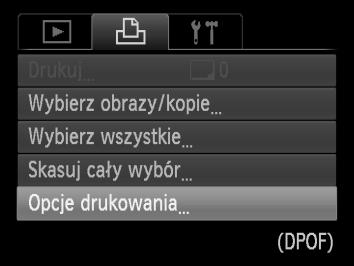 Wybieranie zdjęć do wydrukowania (DPOF) Aparat umożliwia wybranie maks. 998 zdjęć zapisanych na karcie pamięci, które mają zostać wydrukowane, a także określenie ustawień, np.