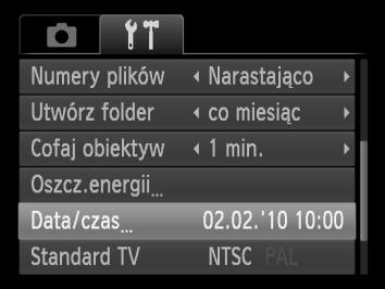 Ustawianie daty i godziny Zmiana daty i godziny Istnieje możliwość zmiany bieżących ustawień daty i godziny. Wyświetl menu. Naciśnij przycisk n. Na karcie 3 wybierz opcję [Data/czas].