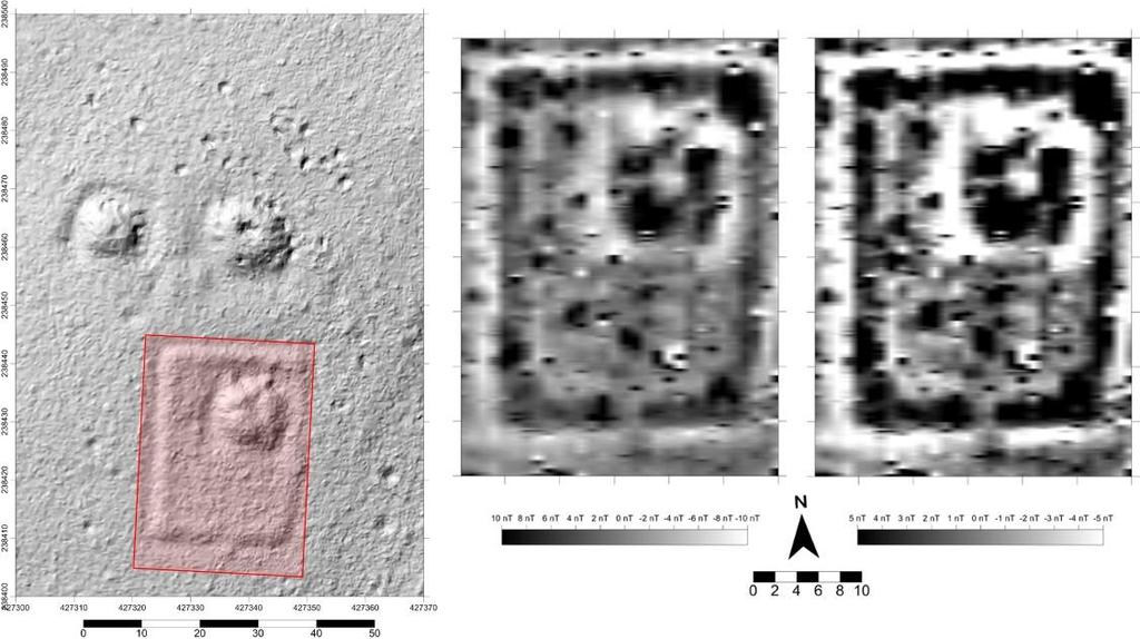 Metody geofizyczne w archeologii polskiej 2016 22 - nieliczne anomalie dipolowe świadczące o stosunkowo małej ilości przedmiotów żelaznych, co może być ewentualną przesłanką do określenia chronologii