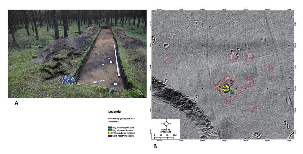 Metody geofizyczne w archeologii polskiej 2016 60 przyrodniczej. Tym samym, powinny one na stałe wejść do kanonu metod badawczych paleoekologii i archeologii lasów. Ryc. 3. Stanowisko kopiec/mielerz.