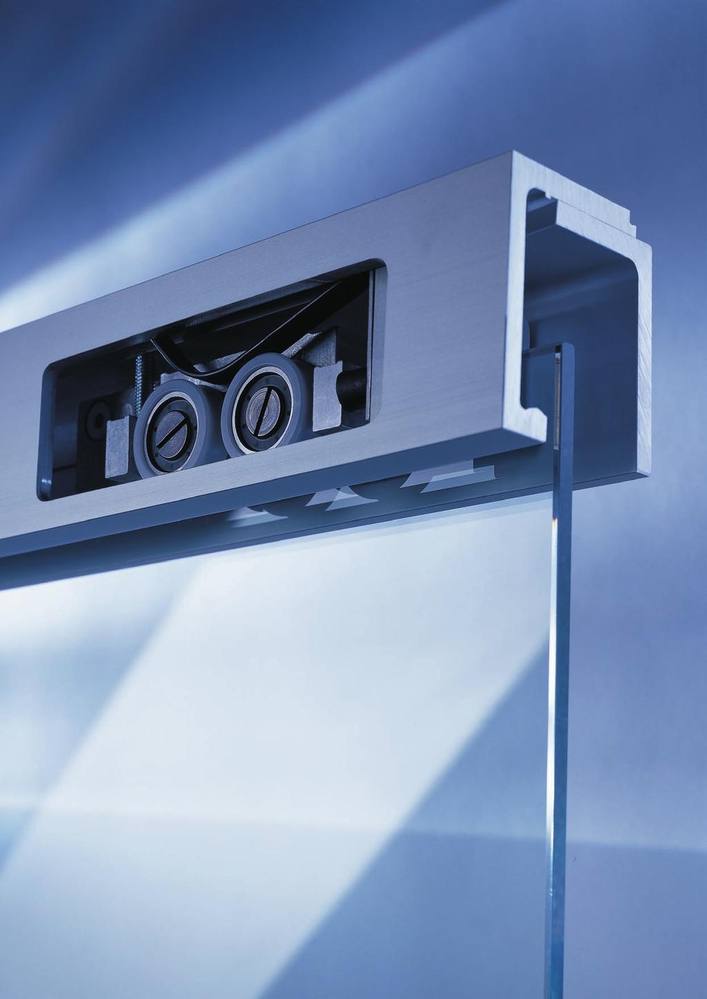 DORMA-Glas DORMA AGILE 150/ AGILE 150 Syncro Wycinek szyny na zdjęciu wybrano tylko w celu zilustrowania mechanizmu rolek produkt nie